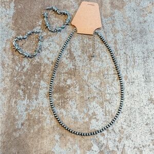 Elegant Silver Beaded Necklace and Earring Set